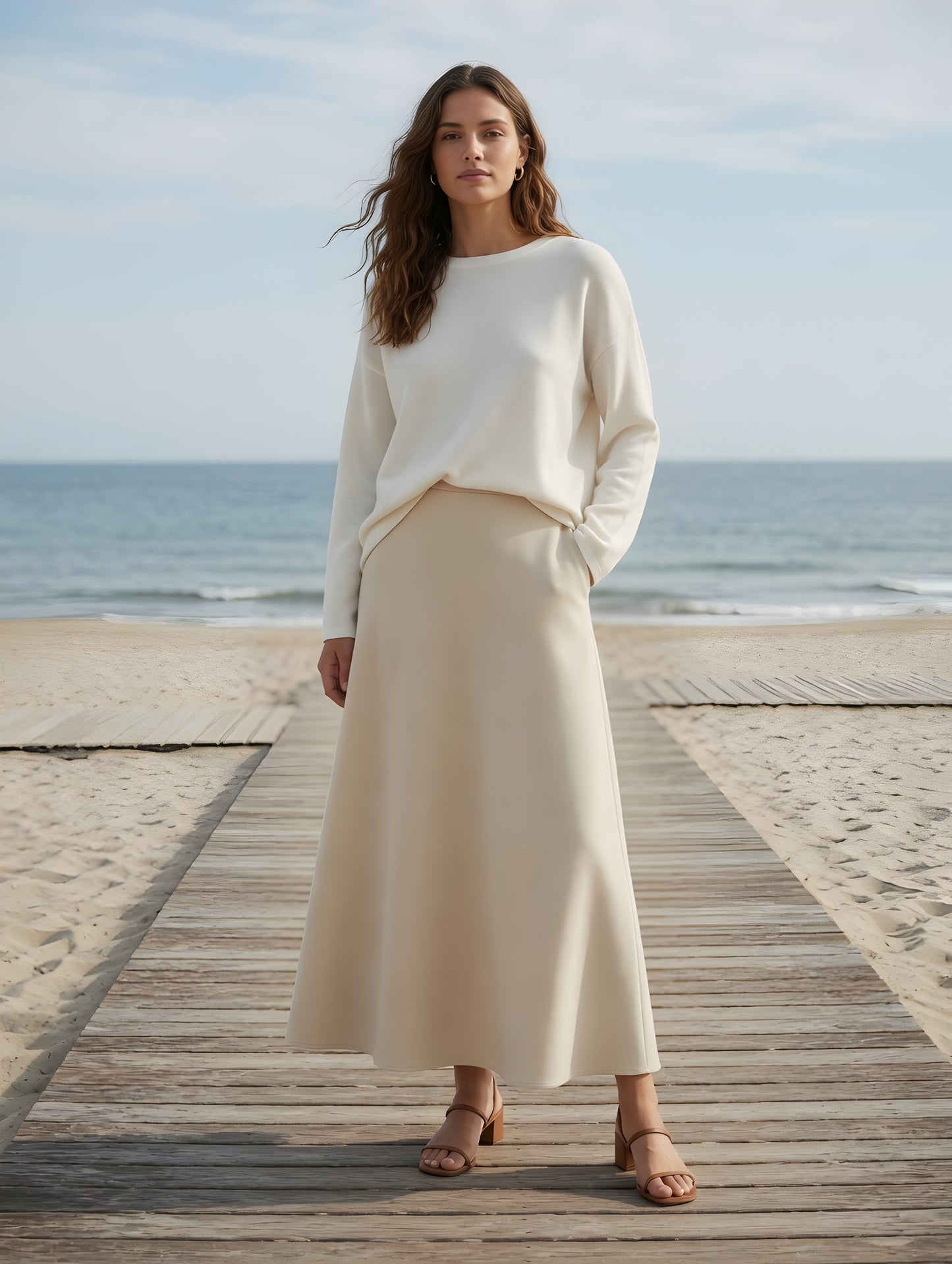 LINEN-LIKE SLIP SKIRT AVAILABLE IN 3 COLORS