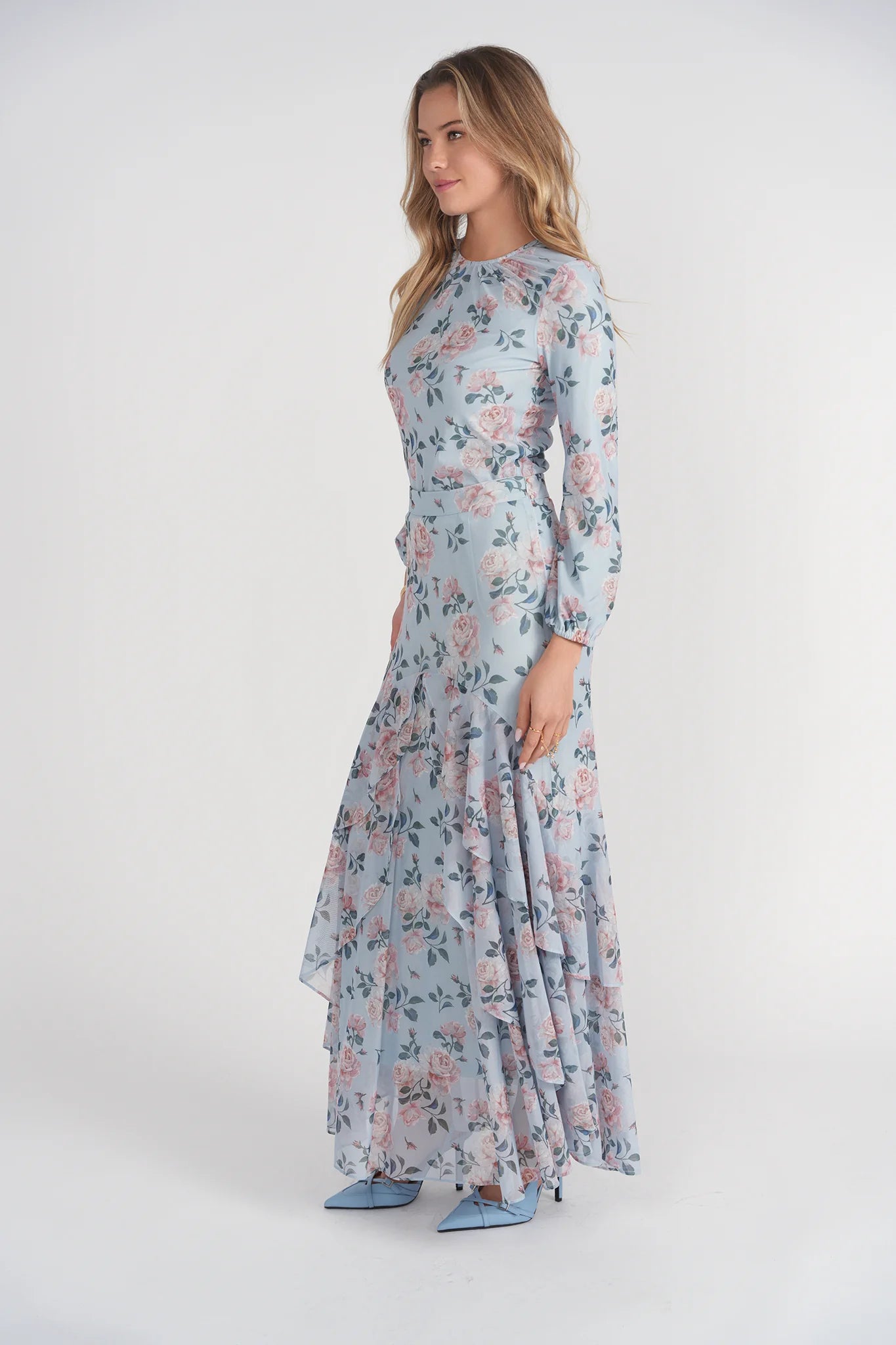 BLUE AND PINK FLORAL JODI SKIRT