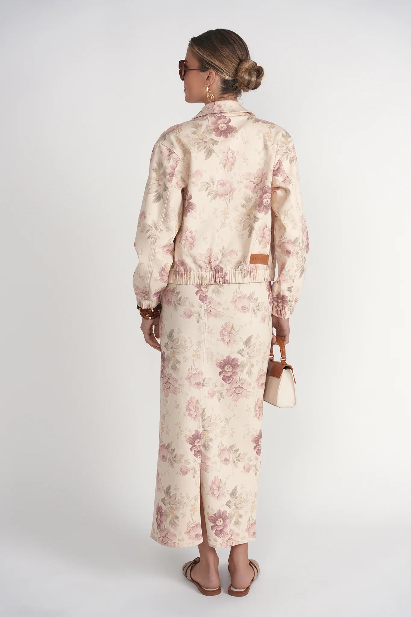 STRAIGHT MAXI SKIRT ~ VINTAGE FLORAL DENIM