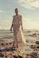 CREAM AND TAN LINEN PRINTED PANEL BELTED MAXI DRESS