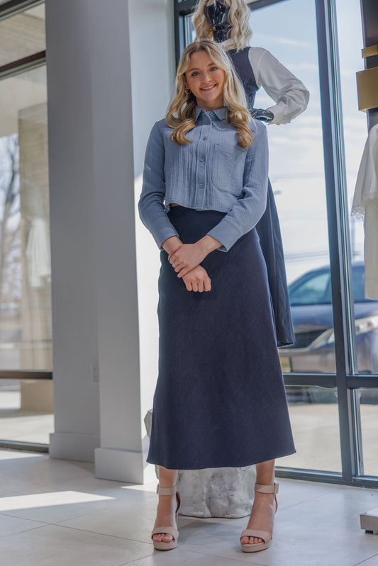 BLUE DENIM SKIRT