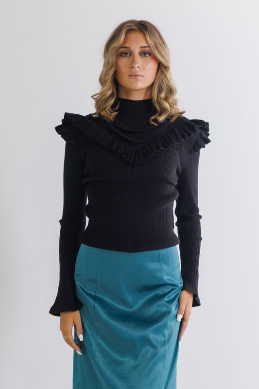 BLACK POINTELLE SWEATER