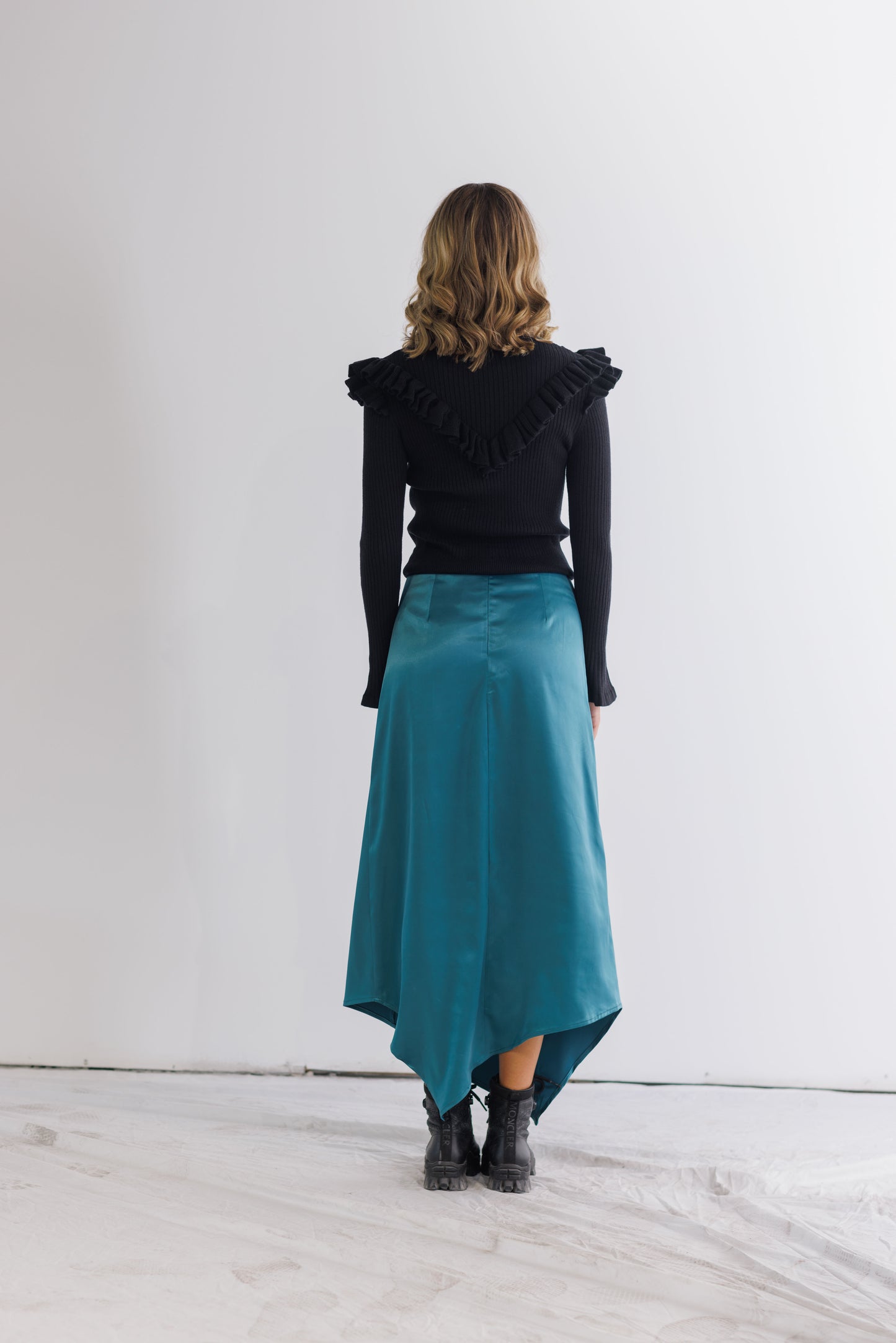 TEAL SATIN SKIRT