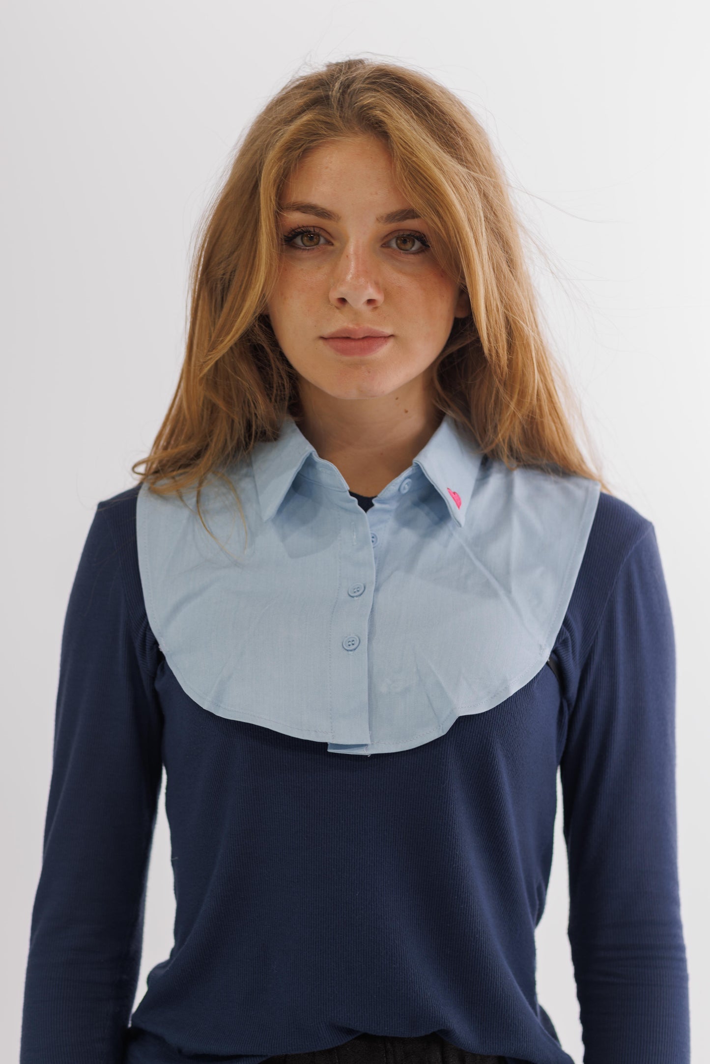 LIGHT BLUE SHIRT COLLAR WITH OR WITHOUT HEART LOGO