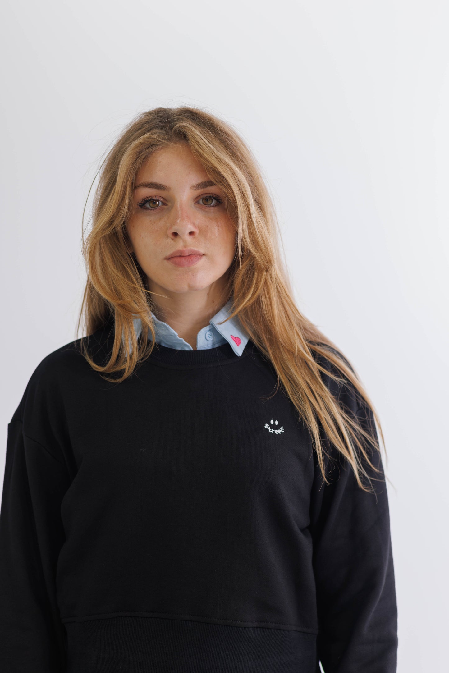 LIGHT BLUE SHIRT COLLAR WITH OR WITHOUT HEART LOGO