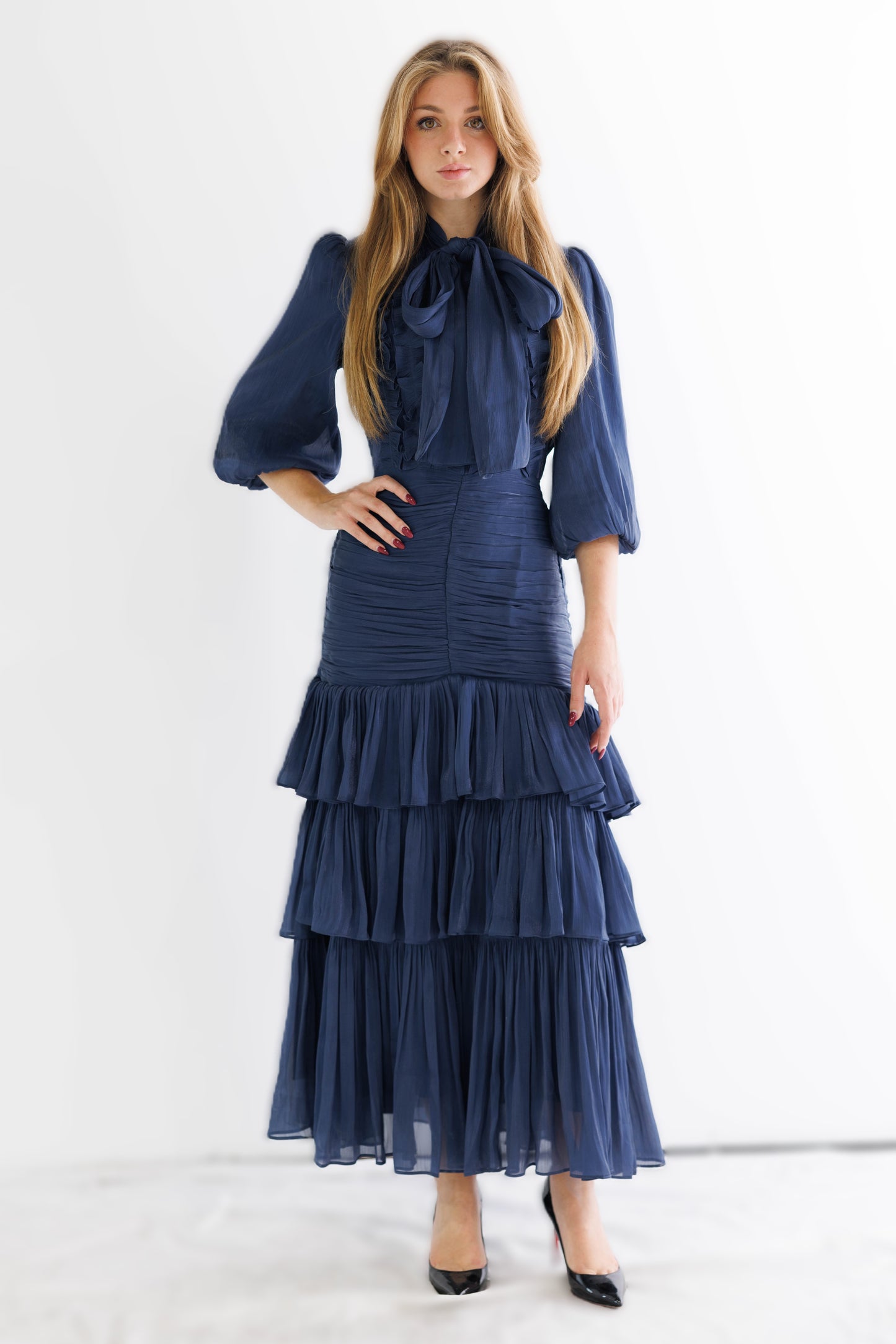 CHIFFON TIERED DRESS AVAILABLE IN 2 COLORS