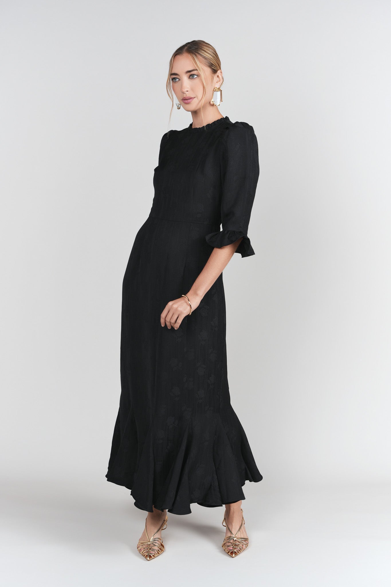 BLACK JACQUARD SHIRI DRESS