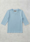 MICRORIBBED V-NECK 3/4 SLEEVES - BABY BLUE