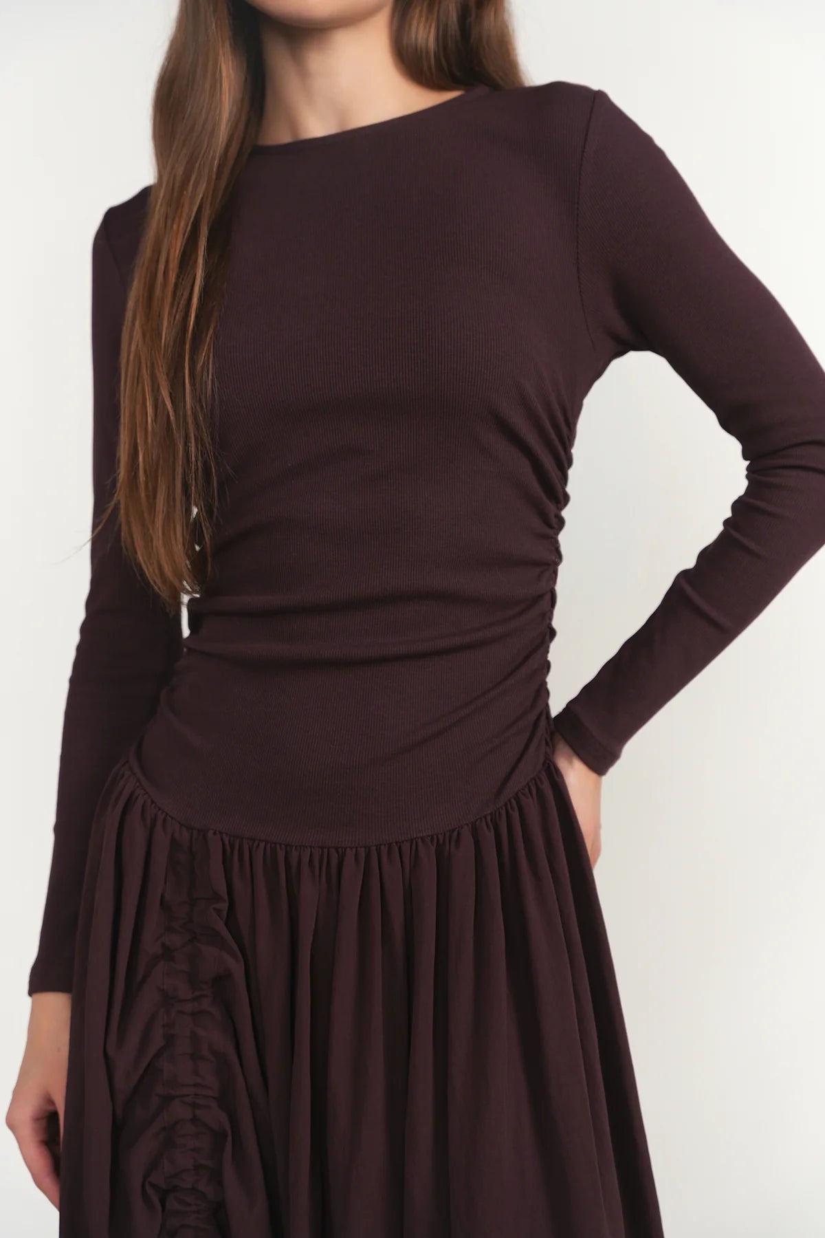 EGGPLANT SAVOY DRESS