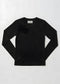 MICRORIBBED V-NECK LONG SLEEVES - BLACK