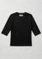 MICRORIBBED V-NECK 3/4 SLEEVES - BLACK