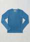 MICRORIBBED V-NECK LONG SLEEVES - BLUE