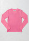 MICRORIBBED V-NECK LONG SLEEVES - BUBBLEGUM