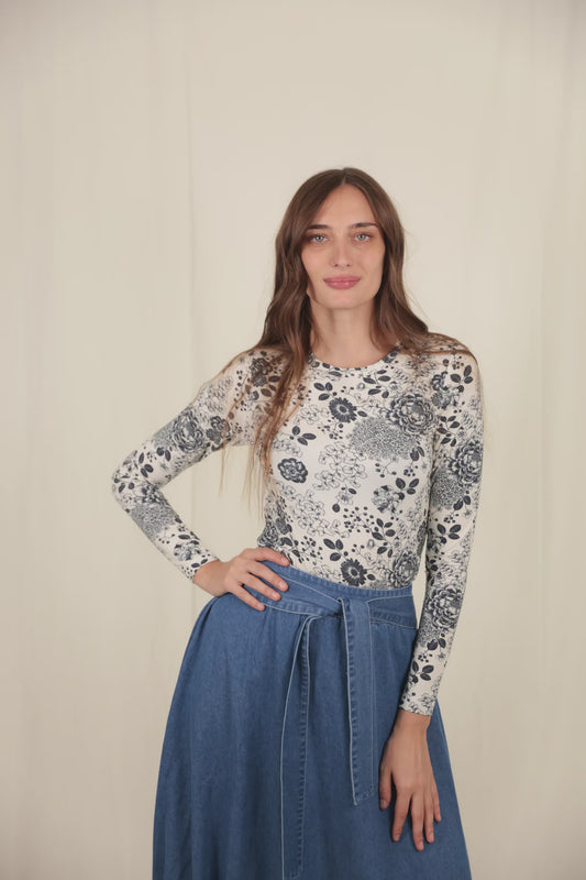 B&W FLORAL TEE