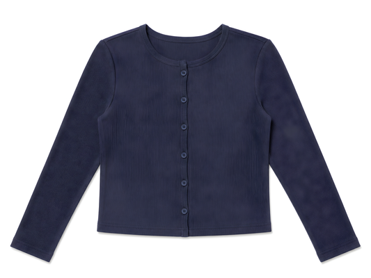 MICRORIBBED CARDIGAN- NAVY