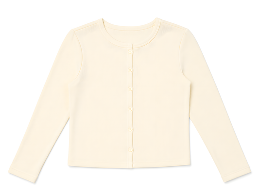 MICRORIBBED CARDIGAN- BUTTER