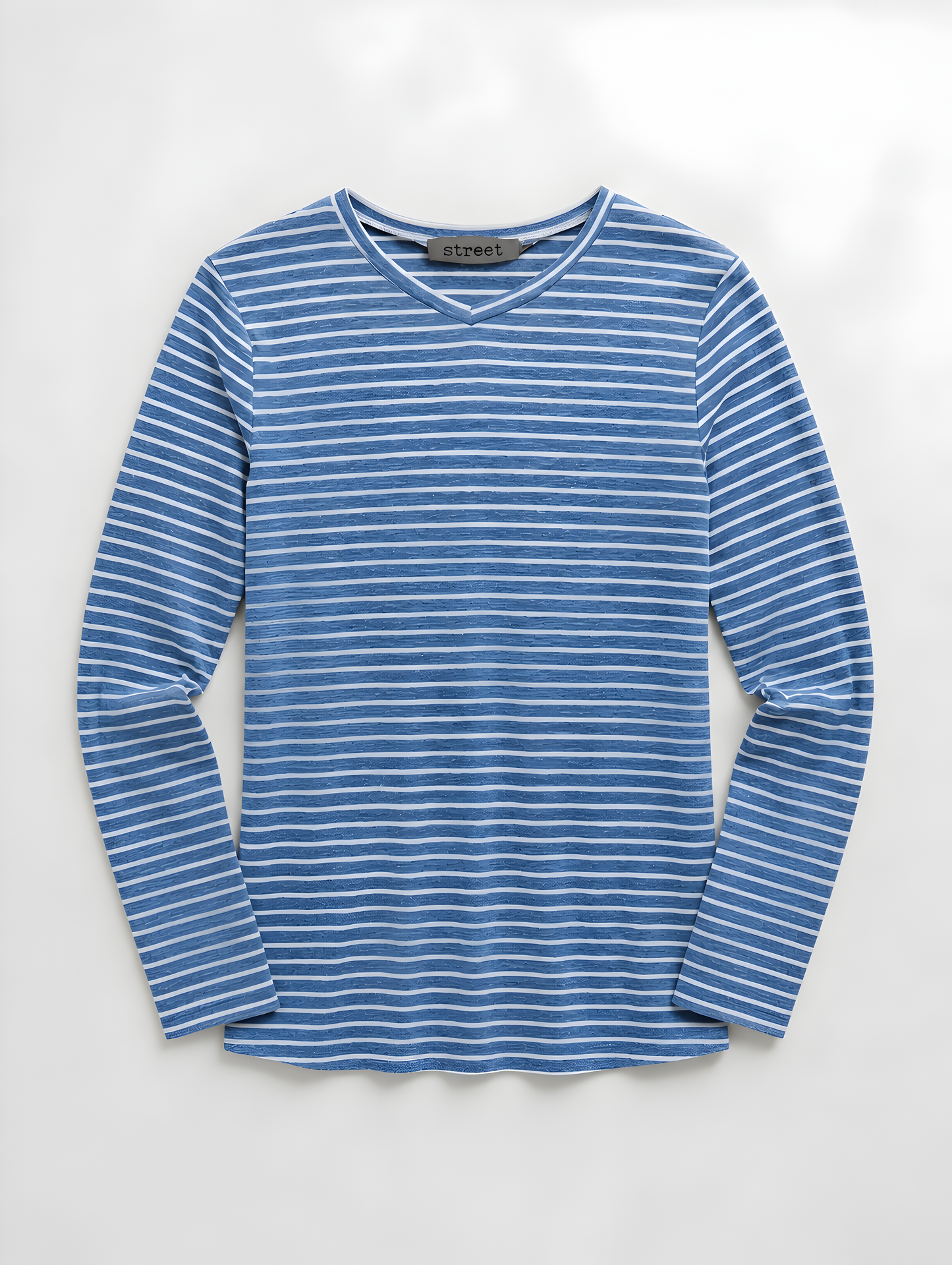 STRIPED V-NECK BLUE