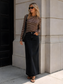 STRIPED V-NECK BROWN
