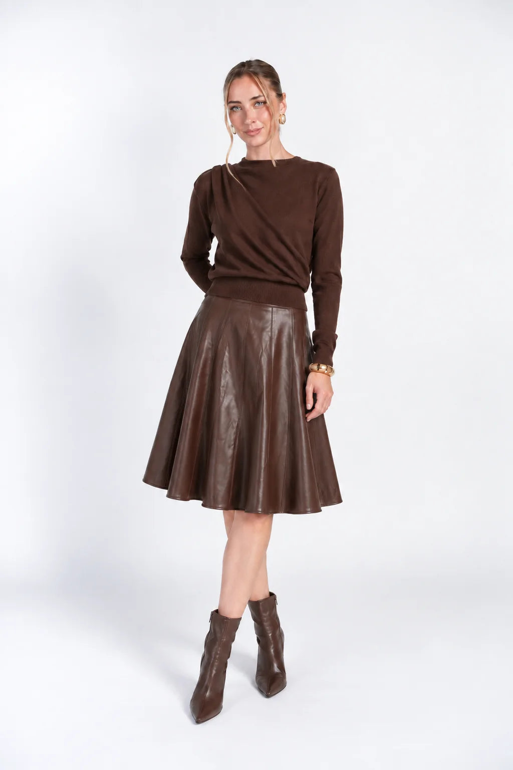 SCARF SWEATER TOP ~ BROWN