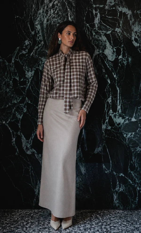 BROWN PLAID AROSA TOP