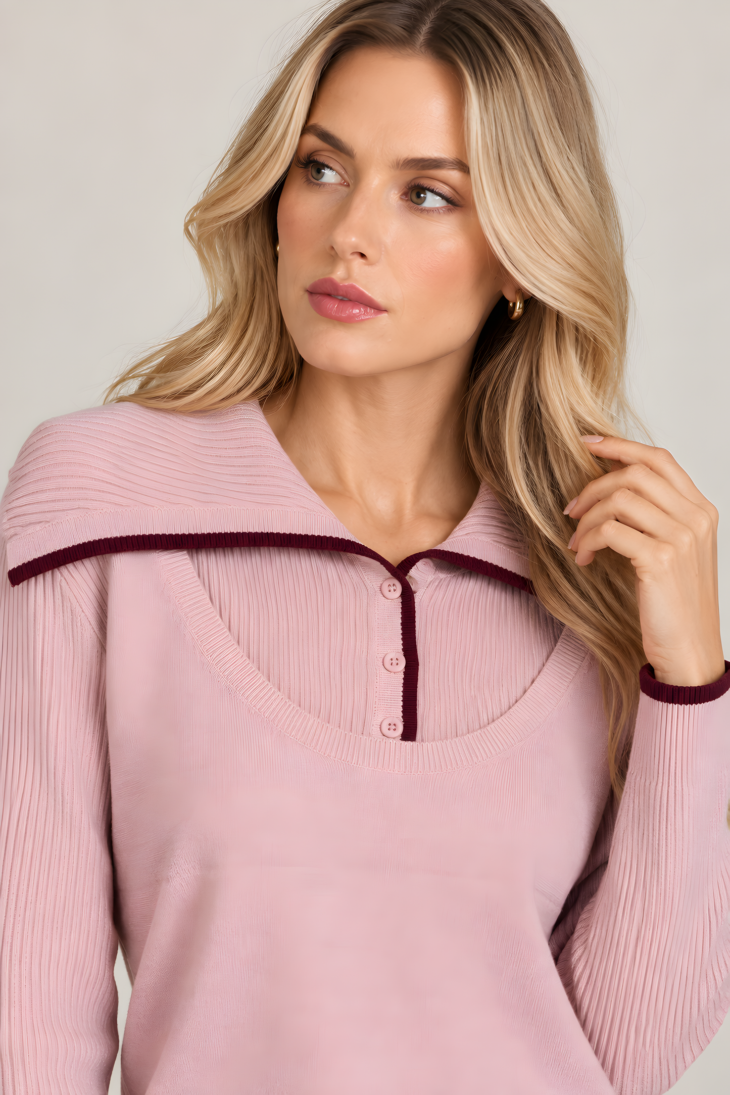 OVER SIZED COLLAR VEST LOOK SWEATER AVAILABLE IN 2 COLORS