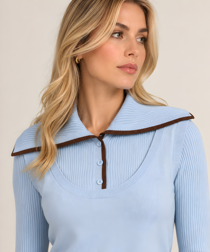 OVER SIZED COLLAR VEST LOOK SWEATER AVAILABLE IN 2 COLORS