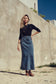 DENIM WASH TAILORED FLARE SKIRT