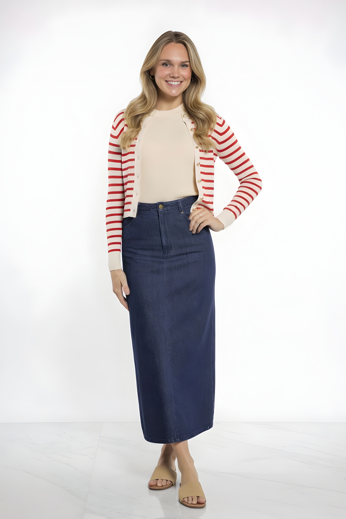 LIGHTWEIGHT SUMMER KNIT STRIPED CARDIGAN AVAILABLE IN 2 COLORS