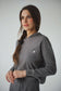 GREY RIBBED HOODIE