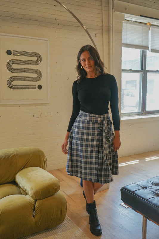 BLUE PLAID SKIRT