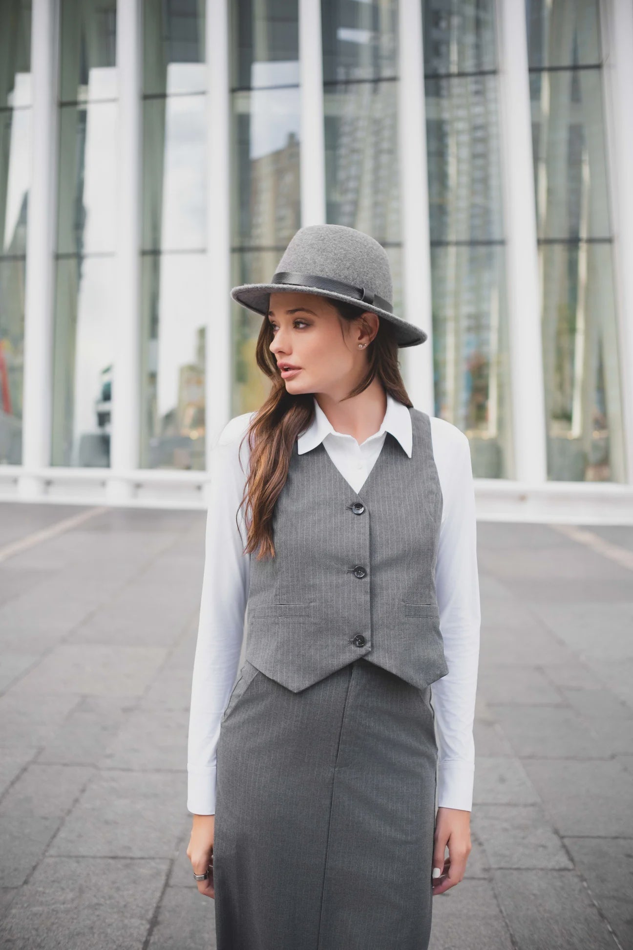 GREY PINSTRIPE ALEX VEST