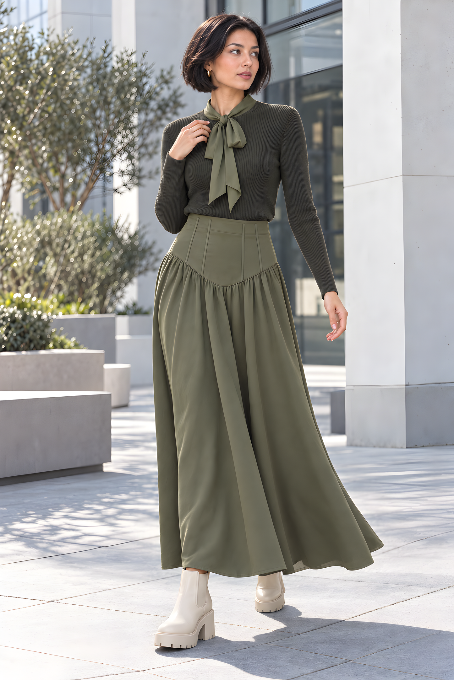 CHIFFON SKIRT WITH BONING AVAILABLE IN 4 COLORS