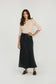 DENIM WASH TAILORED FLARE SKIRT