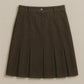 BROWN SUEDE PLEATED SKIRT