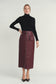MAROON STRUCTURED LEATHER SKIRT