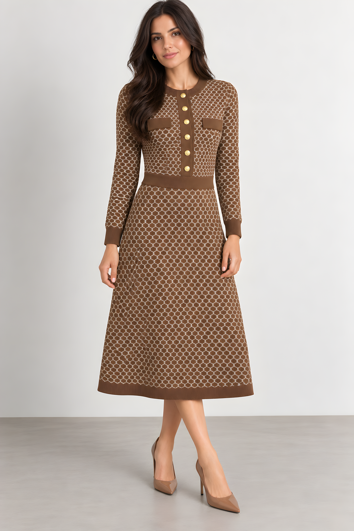 KNIT HONEYCOMB DRESS AVAILABLE IN 2 COLORS