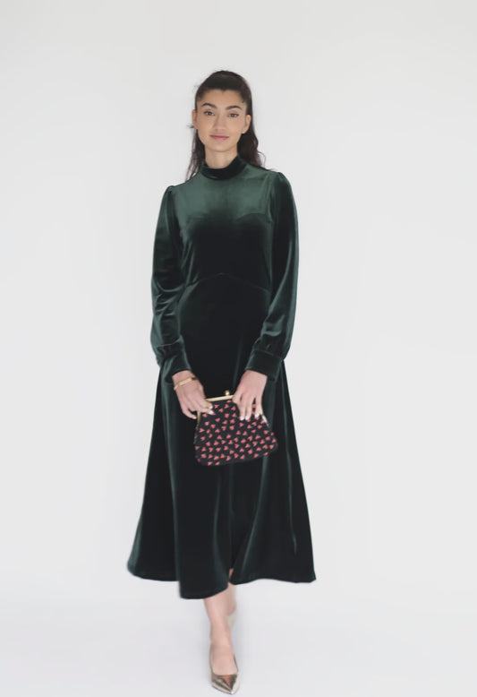 GREEN VELVET DRESS