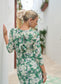 OLIVIA GREEN AND WHITE MIDI DRESS