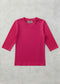 MICRORIBBED V-NECK 3/4 SLEEVES - FUSCIA