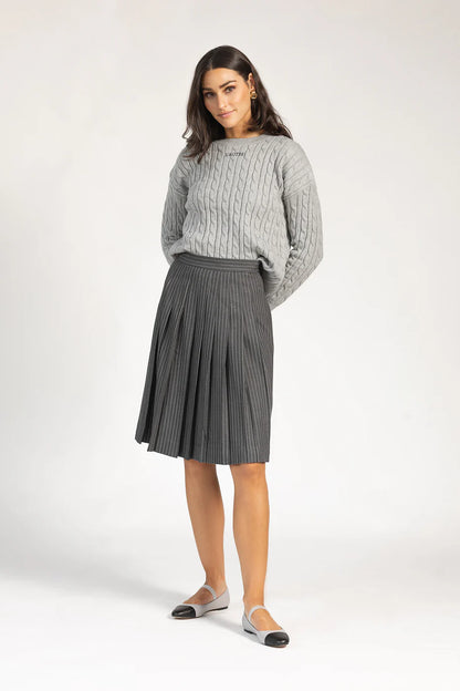 PINSTRIPE PLEATED SKIRT