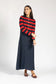 RED AND NAVY STRIPED CARDIGAN