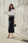 BLACK SCALLOPED KNIT SKIRT