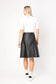 BLACK PANEL PLEATHER SKIRT