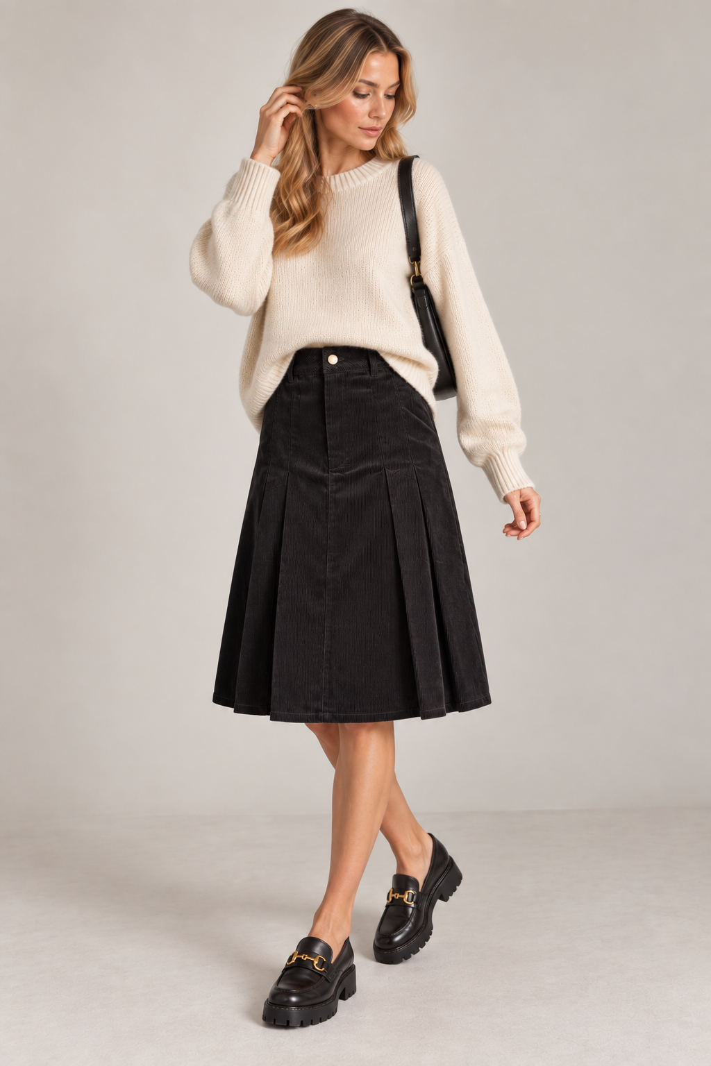 ￼PLEATED CORDUROY SKIRT AVAILABLE IN 3 COLORS￼