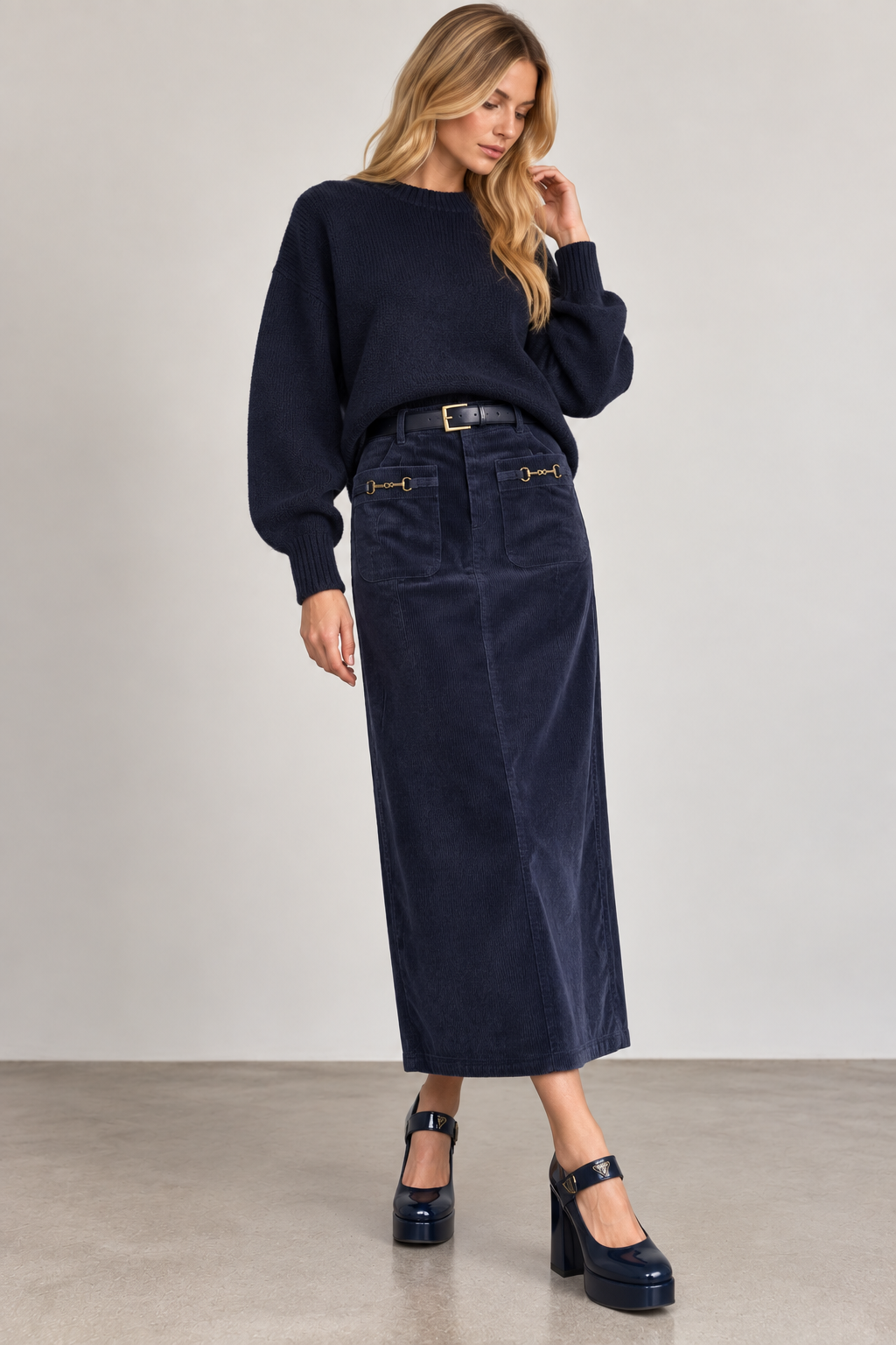 CORDUROY SKIRT WITH BUCKLE DETAIL AVAILABLE IN 2 COLORS