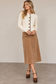 CABLE KNIT CARDIGAN WITH LEATHER TRIM