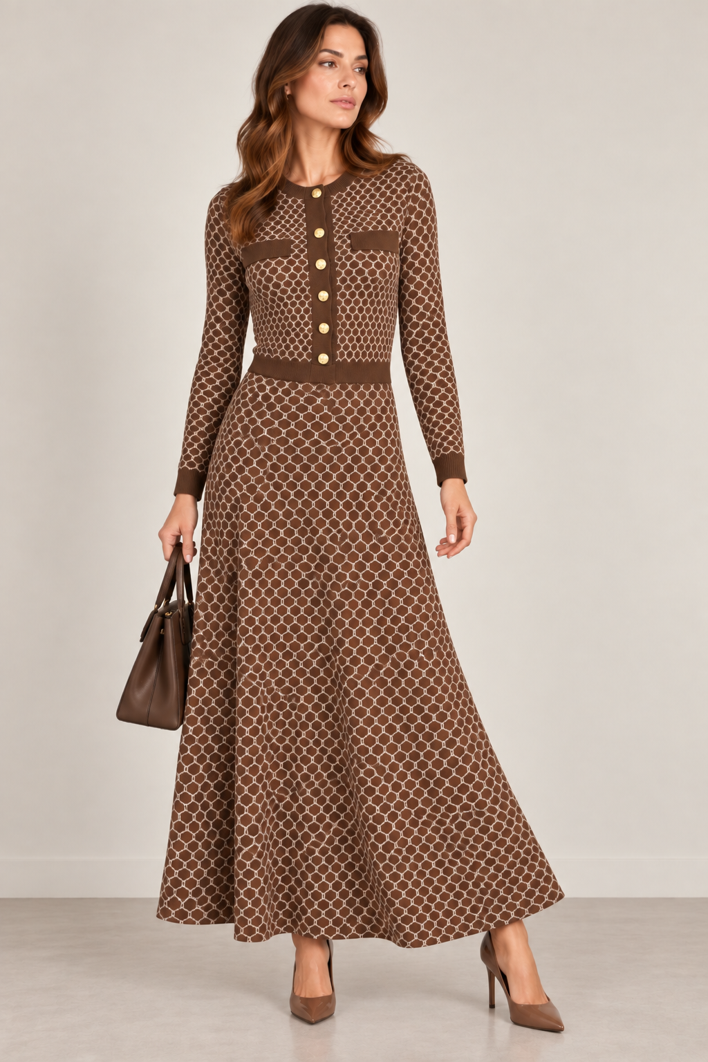 KNIT HONEYCOMB DRESS AVAILABLE IN 2 COLORS
