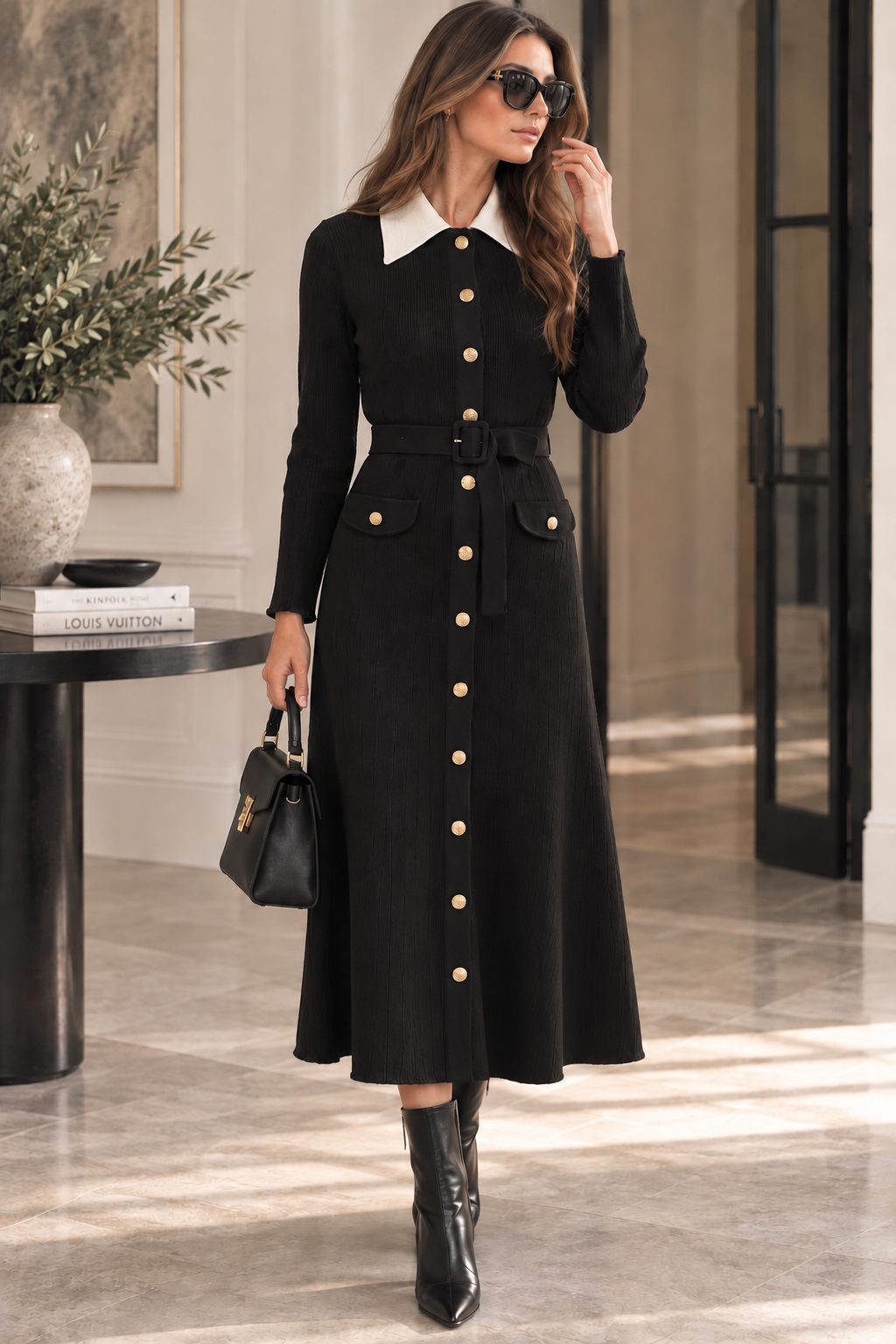 BELTED KNIT DRESS AVAILABLE IN 2 COLORS