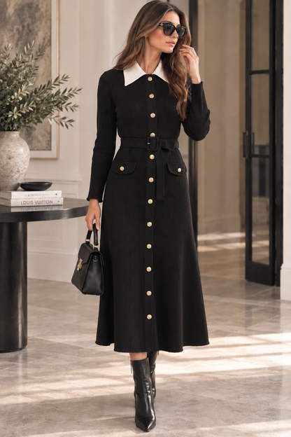 BELTED KNIT DRESS AVAILABLE IN 2 COLORS