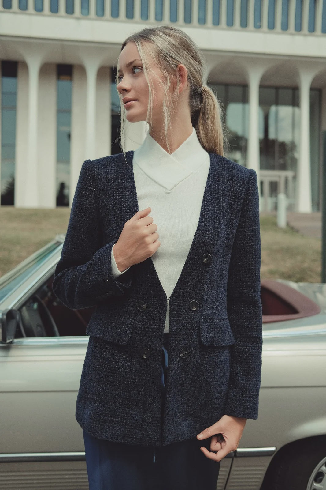 NAVY TWEED BLAZER